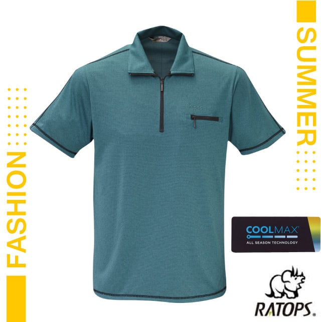 【瑞多仕-RATOPS】男款 COOLMAX 輕量透氣翻領POLO衫/DB1734 海港灣藍色/黑灰色✿30E010